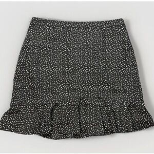 J. Crew Womens Size 2 Skirt Star Print Ruffle Hem Black White Lined Celestial